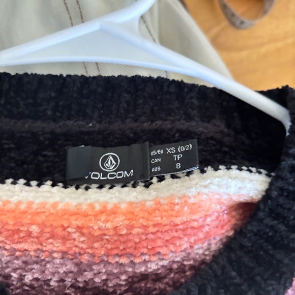 Volcom Striped Velour Sweater Oversized XS - Picture 3 of 4